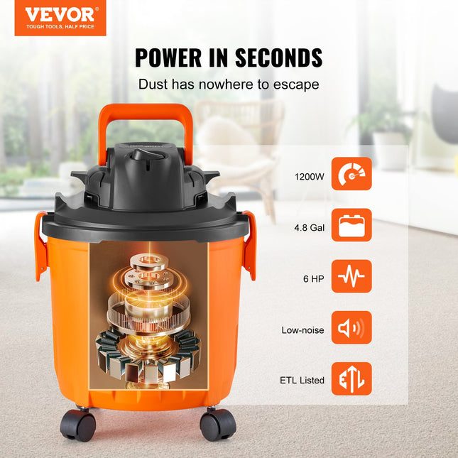 Drėgno ir sauso valymo siurblys VEVOR YLW6342-C, 18 l