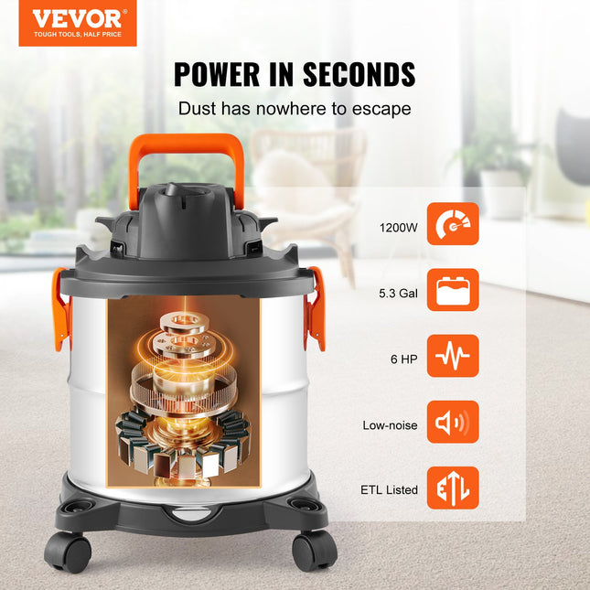 Drėgno ir sauso valymo siurblys VEVOR YLW6342-C, 20 l