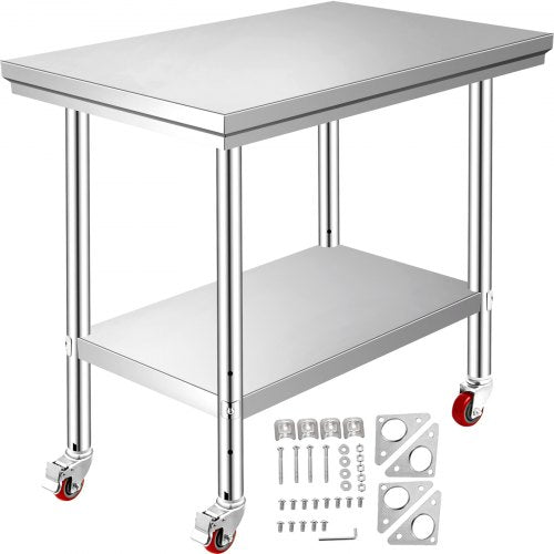 Nerūdijančio plieno darbo stalas VEVOR GZT76X60L, 76x60x85 cm