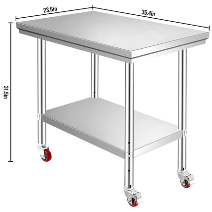 Nerūdijančio plieno darbo stalas VEVOR GZT90X60L, 90x60 cm