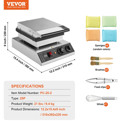 Mini blynelių keptuvė VEVOR PC-25-2, 1700 W