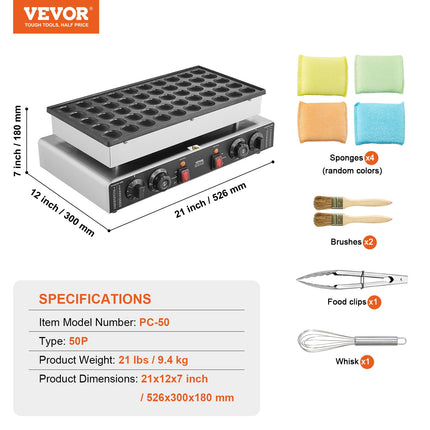 Mini blynelių keptuvė VEVOR PC-50, 1700 W