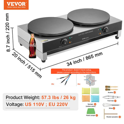 Elektrinė blynų keptuvė VEVOR HT-2E, 6000 W