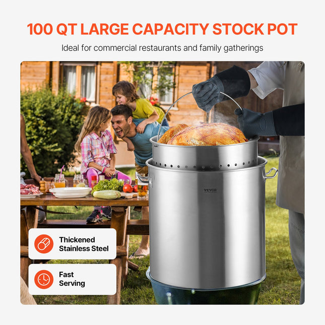 Nerūdijančio plieno puodas VEVOR SP100QT505006S, 94,6 l