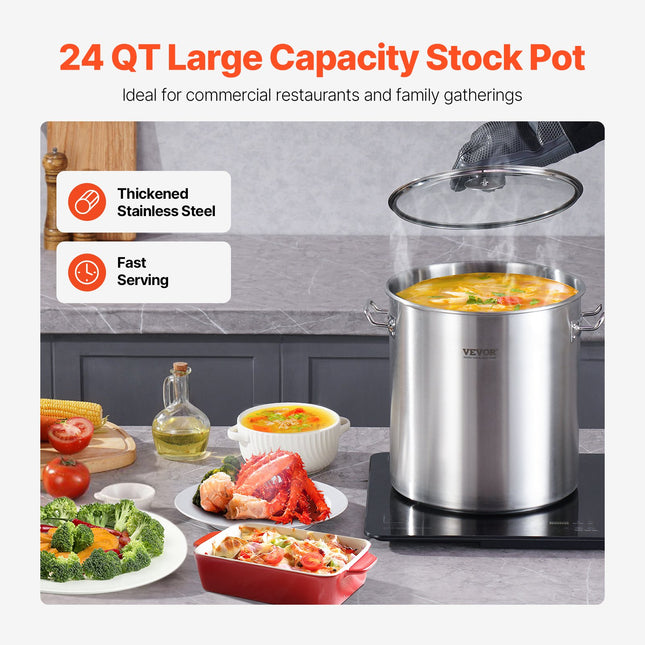Nerūdijančio plieno puodas VEVOR SP24QT303307D, 22,7 l