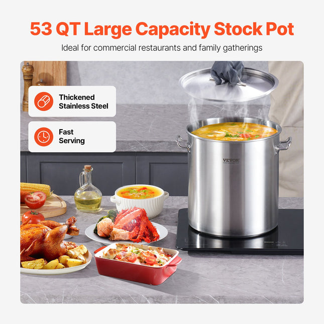 Nerūdijančio plieno puodas VEVOR SP53QT404003D, 50,1 l
