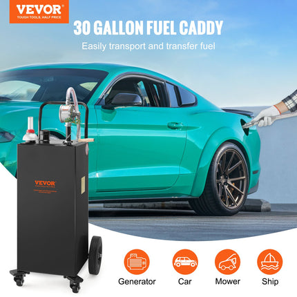 Kuro talpa su ratukais VEVOR 30 Gallon Fuel Caddy, 113 litrų