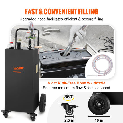Kuro talpa su ratukais VEVOR 30 Gallon Fuel Caddy, 113 litrų