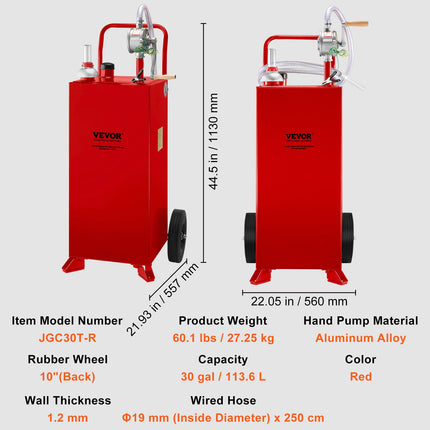 Mobili kuro talpa VEVOR 30 Gallon Fuel Caddy, 113 l