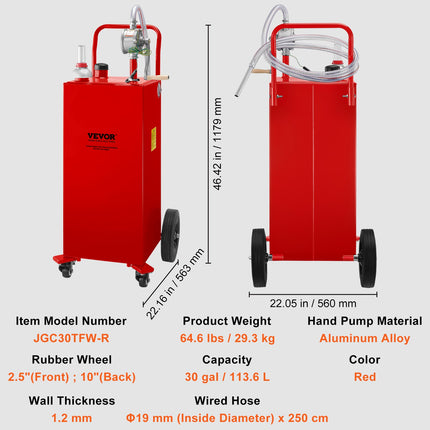 Mobili kuro talpa VEVOR 30 Gallon Fuel Caddy, 113 l
