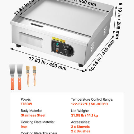 Elektrinis kepimo paviršius VEVOR YS-450-EU, 2800W