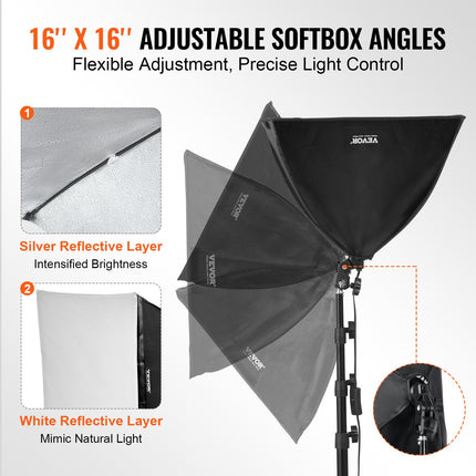 Softbox apšvietimo komplektas VEVOR YX-RGX002, 40x40 cm