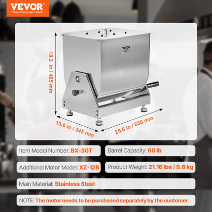 Rankinė mėsos maišyklė VEVOR BX-30T, 30 l talpa