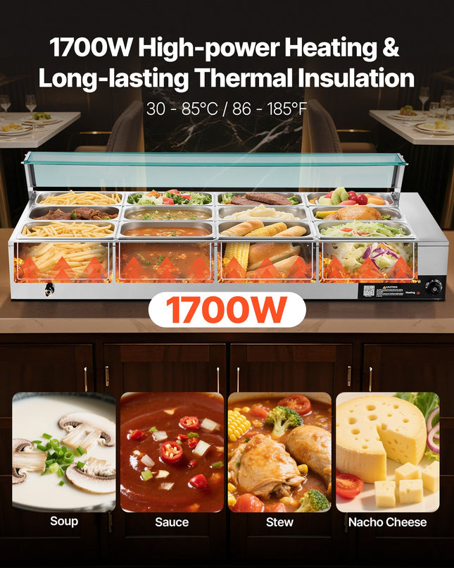 Maisto šildytuvas (Bain Marie) VEVOR M-2334, 1700W