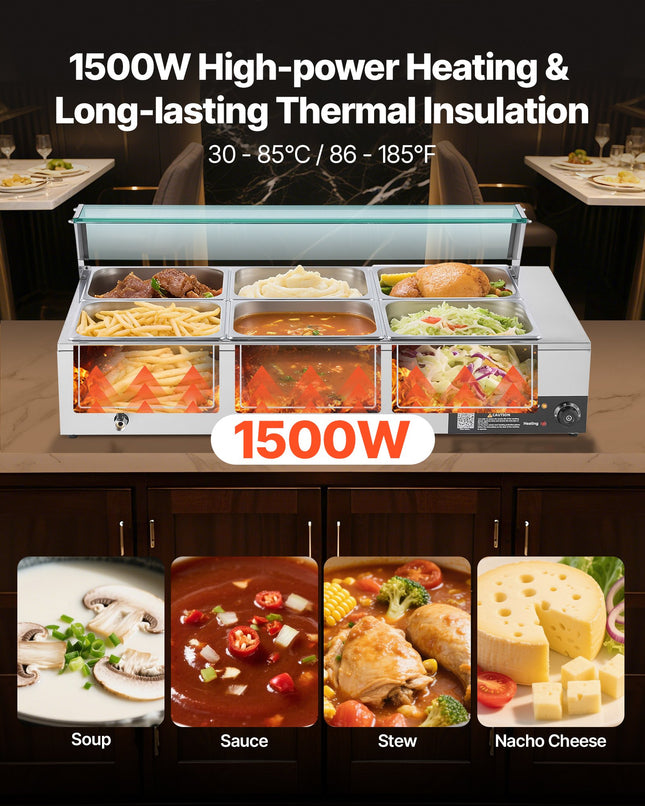 Maisto šildytuvas (Bain Marie) VEVOR M-2223, 1500W