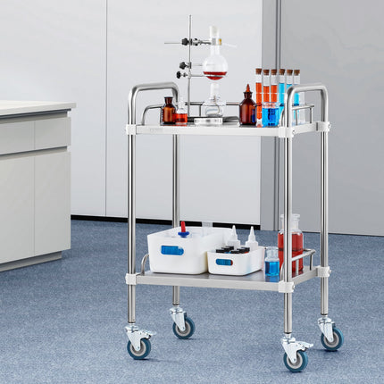 Laboratorinis vežimėlis VEVOR K-ST753, 2 lentynos, 100 kg apkrova