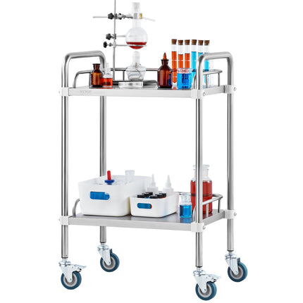 Laboratorinis vežimėlis VEVOR K-ST753, 2 lentynos, 100 kg apkrova