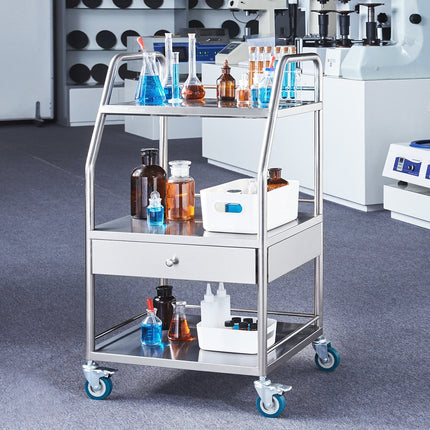 Laboratorinis vežimėlis VEVOR K-SUS1002, 3 lentynos