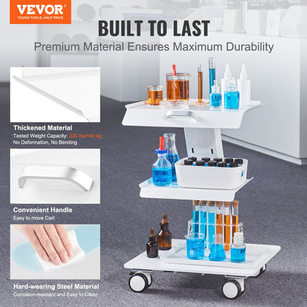 Laboratorinis vežimėlis VEVOR K-SH002, 100 kg apkrova