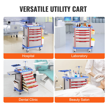 Laboratorinis vežimėlis VEVOR K-ET750A, 5 stalčiai