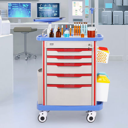Laboratorinis vežimėlis VEVOR K-ET750A, 5 stalčiai
