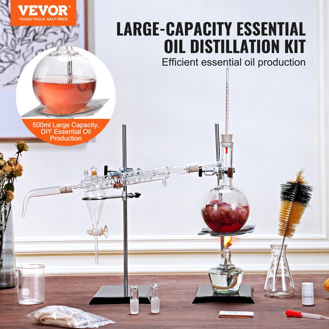 Eterinių aliejų distiliavimo rinkinys VEVOR YHEO-3, 500 ml