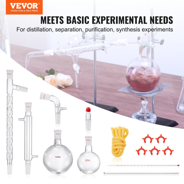 Laboratorinis distiliavimo rinkinys VEVOR YHEO-6, 1000 ml