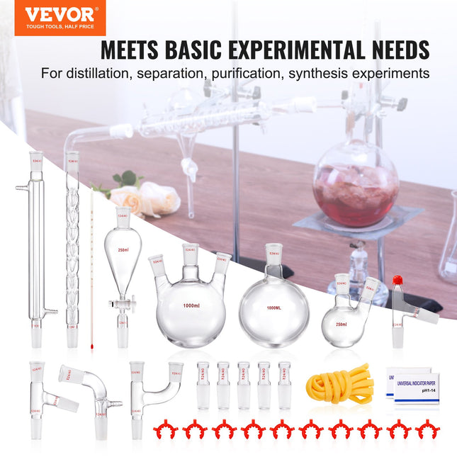 Laboratorinis distiliavimo rinkinys VEVOR YHEO-8, 1000 ml