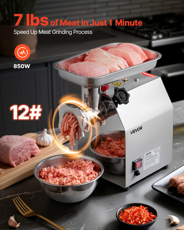 Pramoninė elektrinė mėsmalė VEVOR 12, 3,2 kg/min.