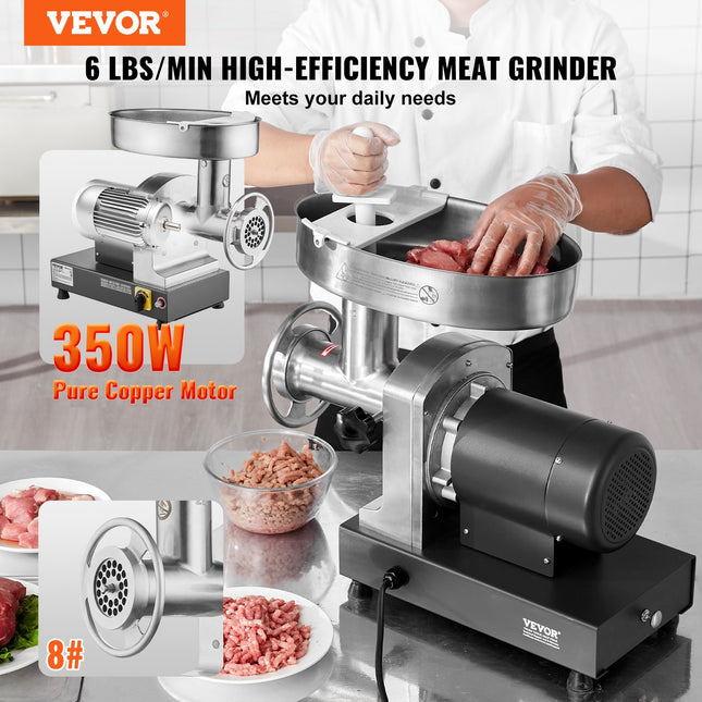 Elektrinė mėsos malimo mašina VEVOR 1A-EG808, 2,7 kg/min našumas