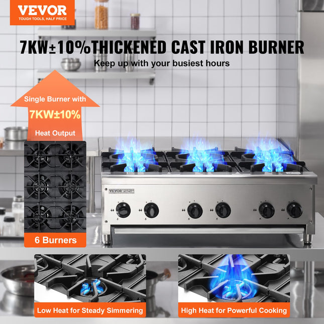 Pramoninė dujinė viryklė VEVOR EUGHP-636, 42 kW