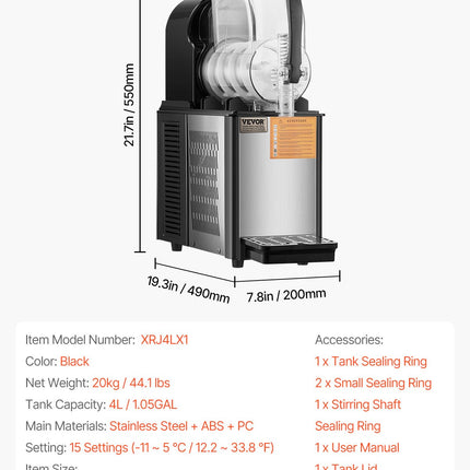 Šaldytų gėrimų gaminimo aparatas VEVOR XRJ4LX1, 4 l talpa