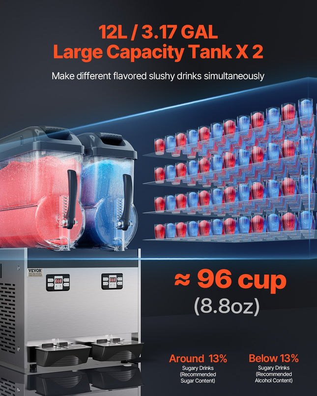 Šaldytų gėrimų aparatas VEVOR XRJ12LX2, 2 x 12 l