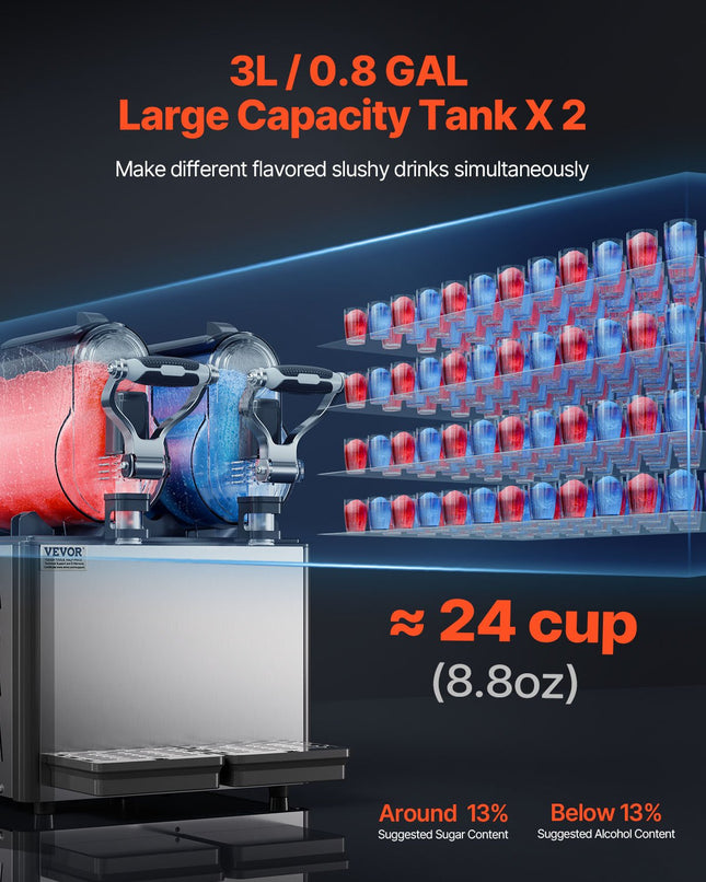 Šaldytų gėrimų aparatas VEVOR XRJ3LX2, 2 x 3 L talpa