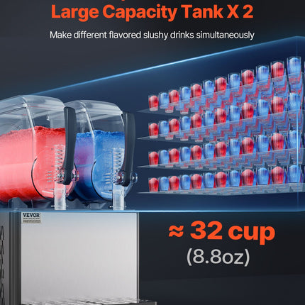 Šaldytų gėrimų aparatas (granitorius) VEVOR XRJ4LX2, 2 x 4 l talpa