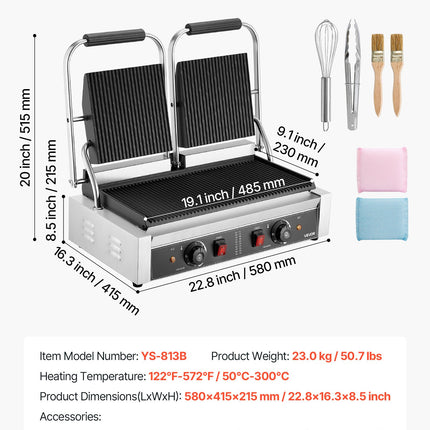 Profesionalus kontaktinis grilis VEVOR YS-813B-EU, 3600W
