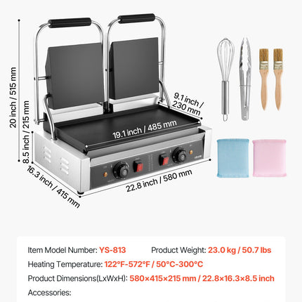 Komercinis kontaktinis grilis VEVOR YS-813-EU, 3600 W