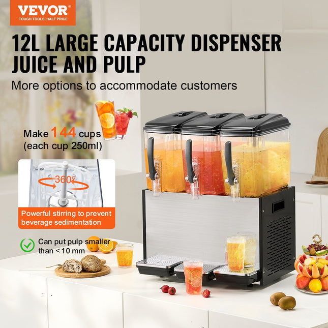 Gėrimų dozatorius VEVOR LYJ12LX3, 3 x 12 l