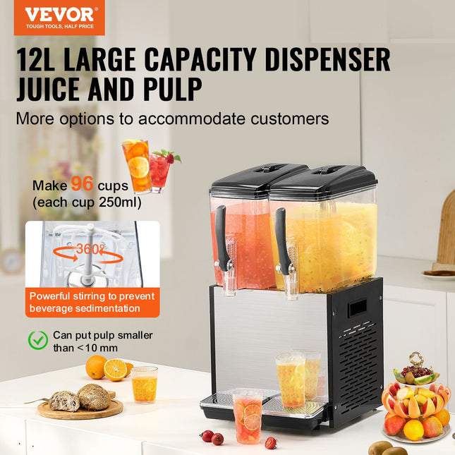 Gėrimų dozatorius VEVOR LYJ12LX2, 2 x 12 l talpos