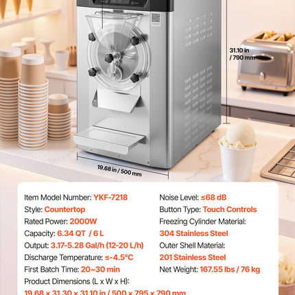 Pramoninis kietųjų ledų aparatas VEVOR YKF-7218, 2000W
