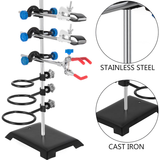 Laboratorinis stovas VEVOR 60 cm, su laikiklių rinkiniu