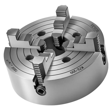 Keturių kumštelių tekinimo griebtuvas VEVOR K72 250, 250 mm.