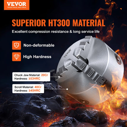 Trijų kumštelių tekinimo griebtuvas VEVOR K11-100, 100 mm