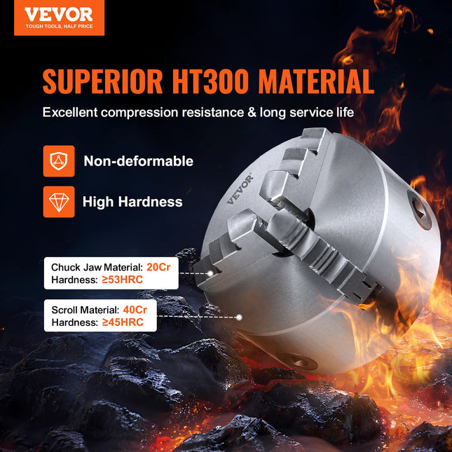Trijų kumštelių tekinimo griebtuvas VEVOR K11-125, 125 mm