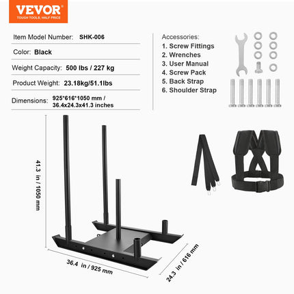 Sunkumų kilnojimo rogės VEVOR SHK-006, 227 kg apkrova