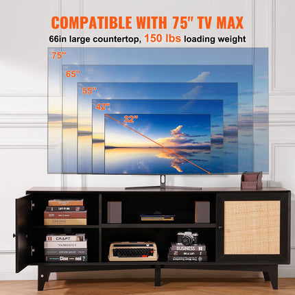 TV staliukas VEVOR CSF-T24101-BLE, skirtas iki 75 colių televizoriams