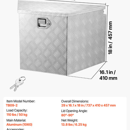 Priekabos įrankių dėžė VEVOR TB09-2, 737 x 410 x 457 mm