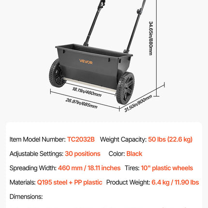 Vejos barstytuvas VEVOR TC2032B, 22,6 kg talpa