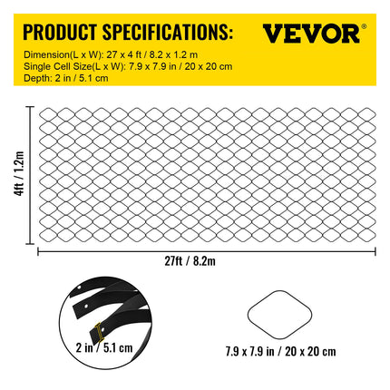 Grunto sutvirtinimo tinklas VEVOR VV-TGGS27X4FT2INBDD, 5,1 cm gylio.