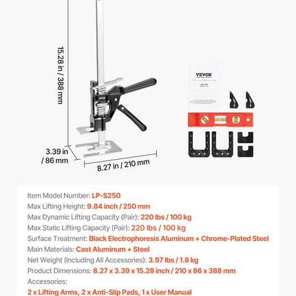 Rankinis keltuvas (kėlimo svirtis) VEVOR LP-S250, 150 kg keliamoji galia
